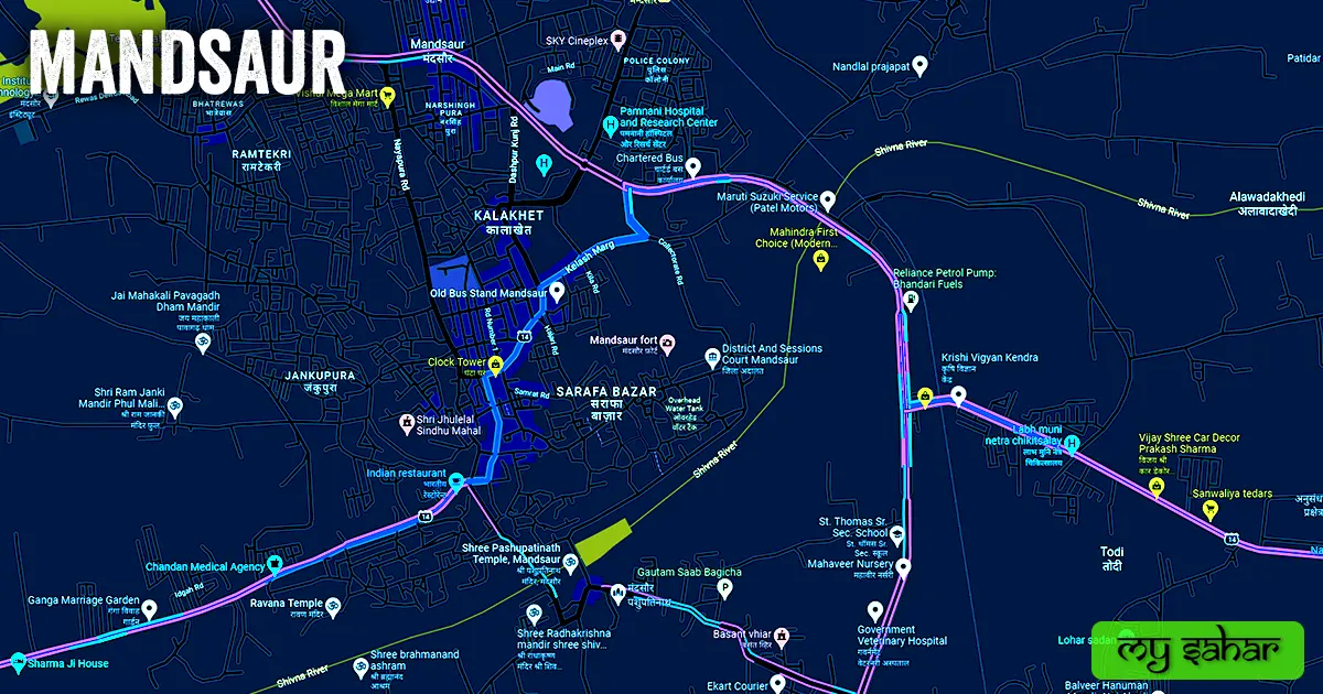 Mandsaur political map with its name.