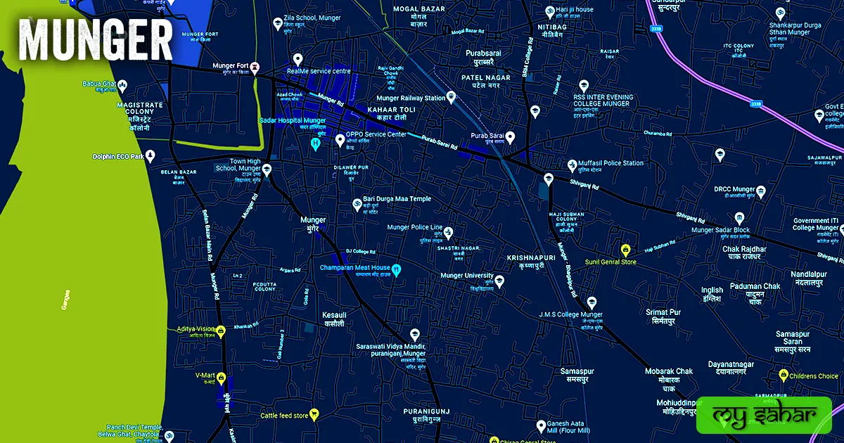 Munger political map with its name.