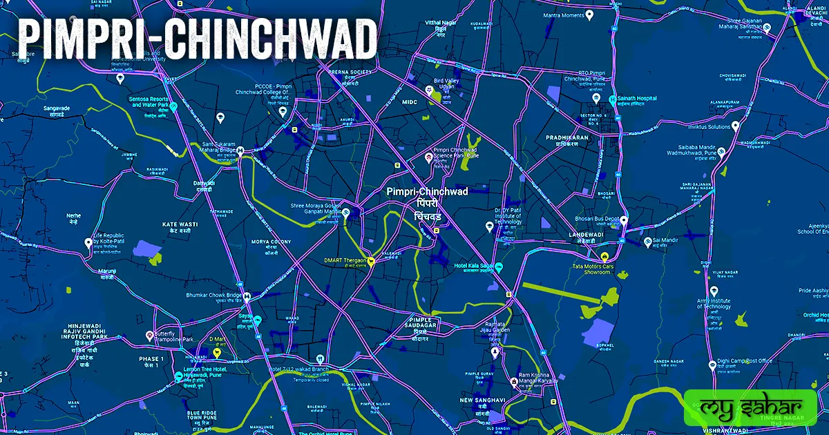 Pimpri-Chinchwad political map with its name.