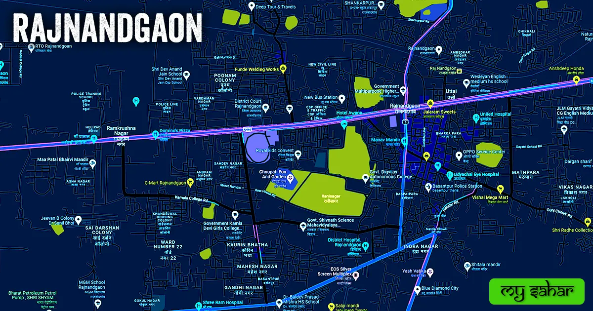 Rajnandgaon political map with its name.