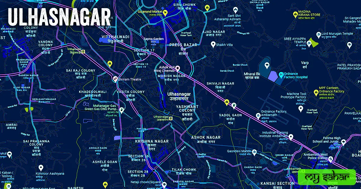 Ulhasnagar political map with its name.